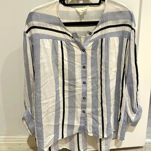 Anthropologie blue striped tunic blouse top